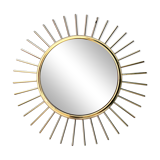Miroir Soleil Sunburst œil de sorcière en laiton doré mid-century années 60