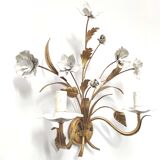 Wall lamp flowers metal white and golden Masca Italy