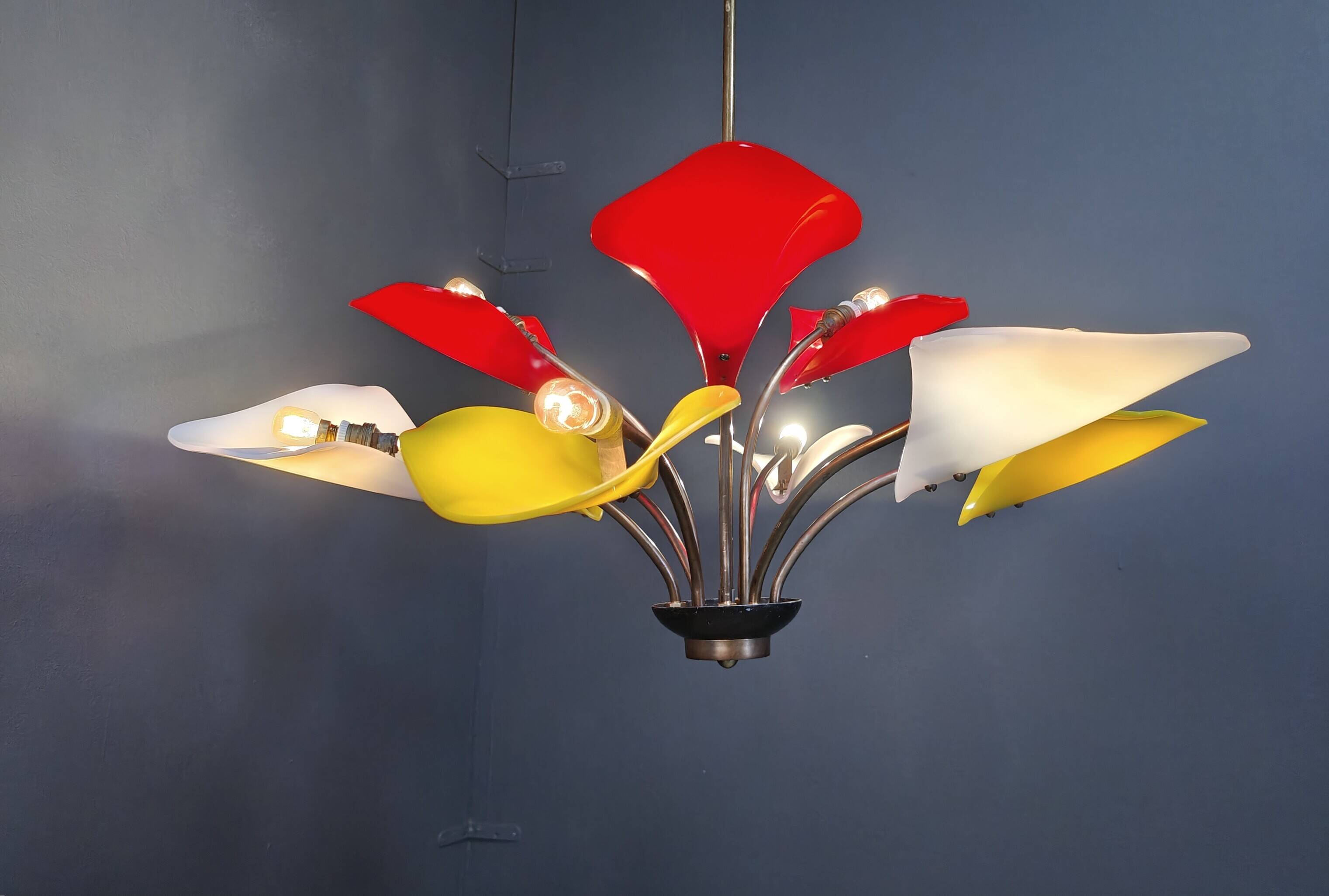 Vintage multi colour italian chandelier, 1960s