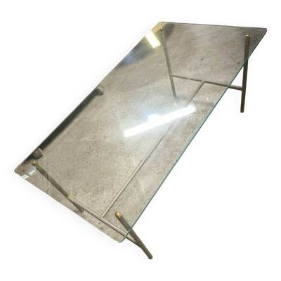 Table basse acier et verre vers 1950/60