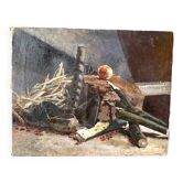 Oil on canvas still life 60s vintage