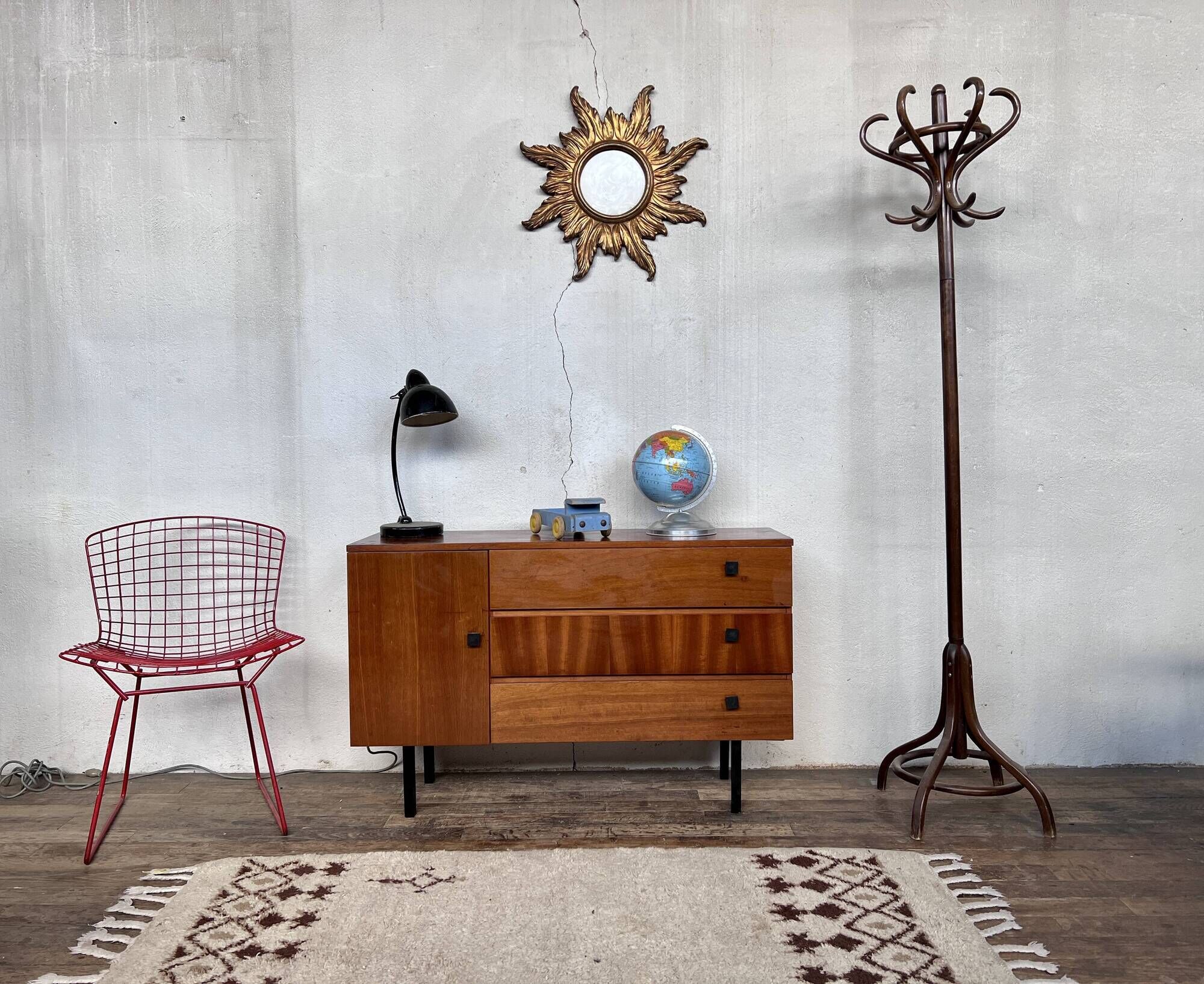 TV/ hifi cabinet in a row vintage modernist French 1960 LEGRAND DESIGN