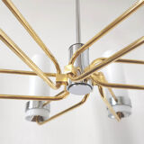 Brass and opaline chandelier