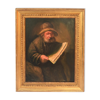 Oil on canvas portrait of an old man