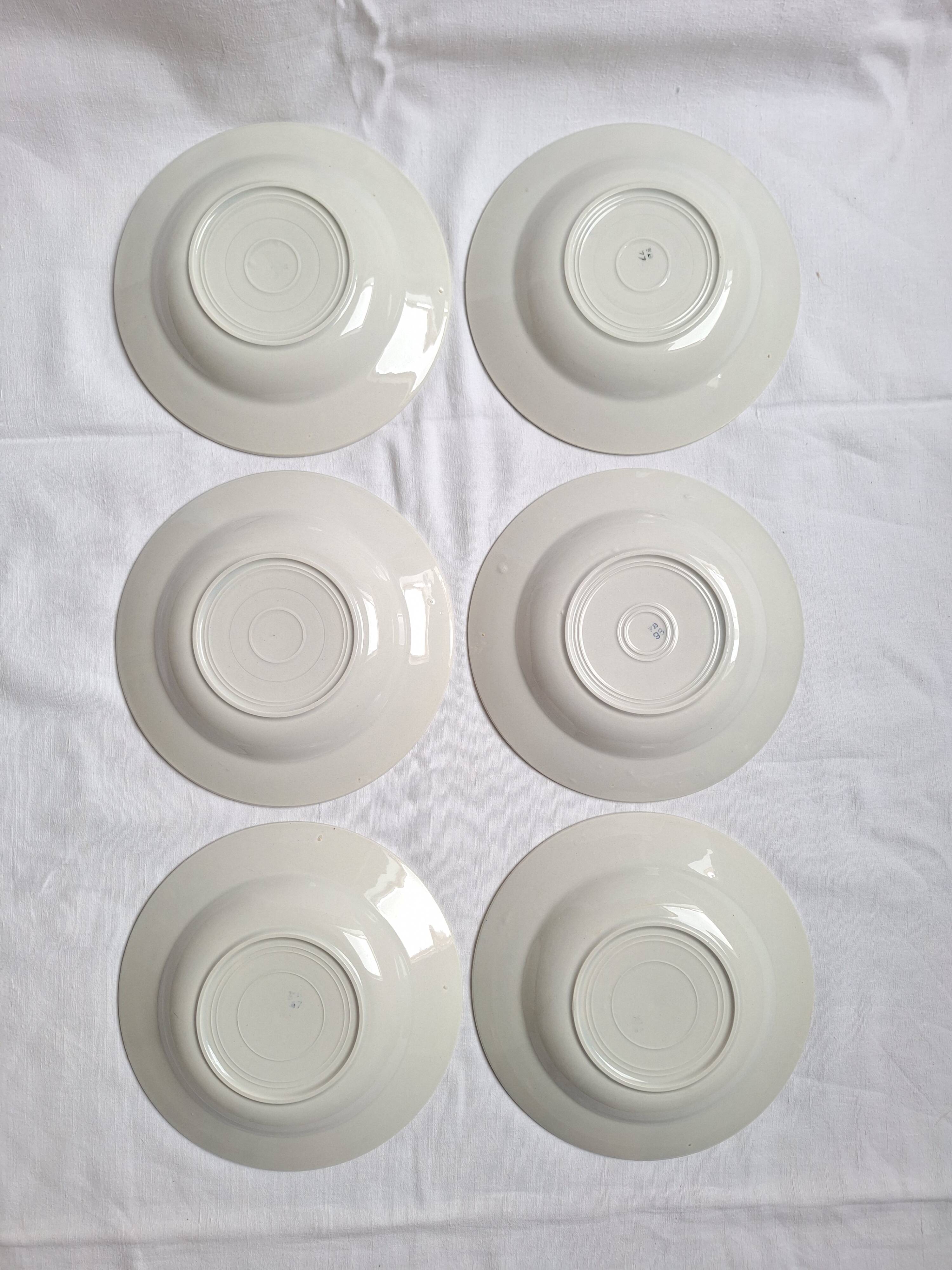 Deep plates / Art Deco salad plates Badonviller blue