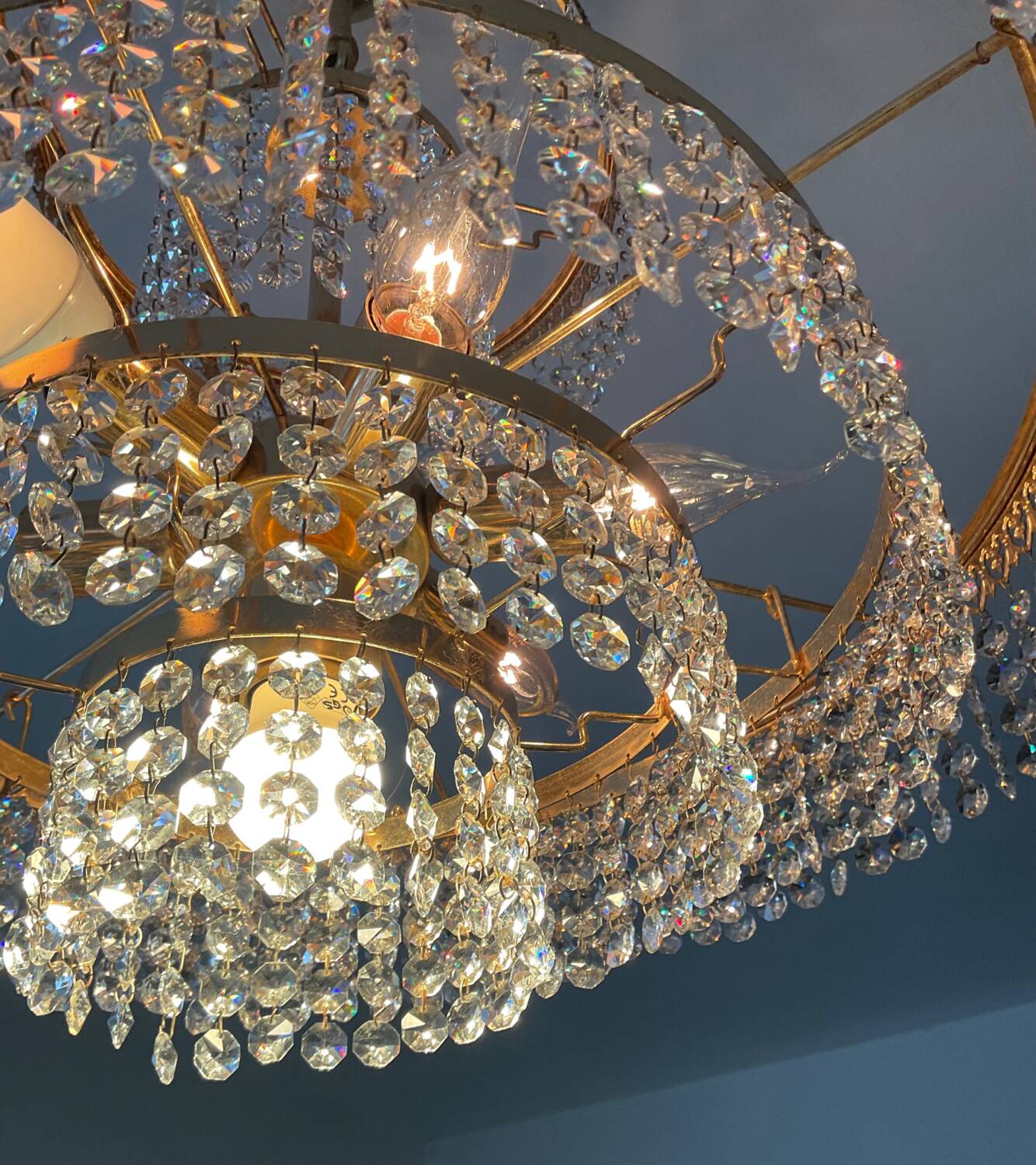 Vintage Crystal Tassel Cascade Chandelier