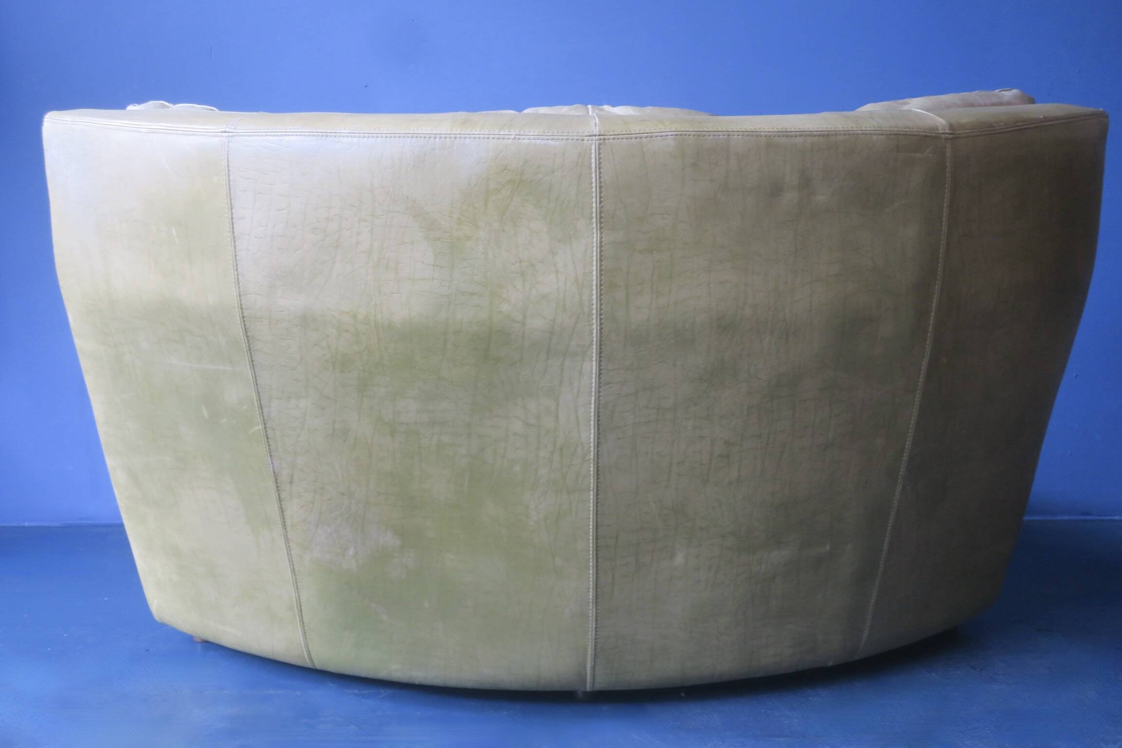 Fauteuil d'angle patchwork en cuir vert olive par Laauser, années 1970