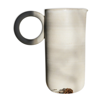 Artisanal ceramic pitcher large handle
