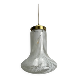 Suspension in cloudy and transparent white glass, Italian, 1960.