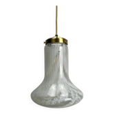 Suspension in cloudy and transparent white glass, Italian, 1960.