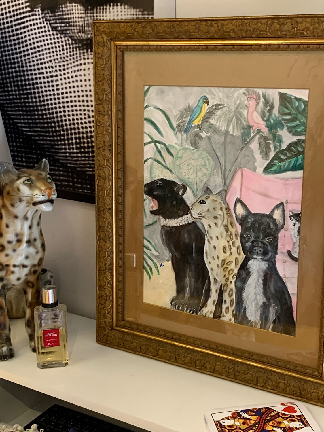 Painting jungle leopard acrylic old frame