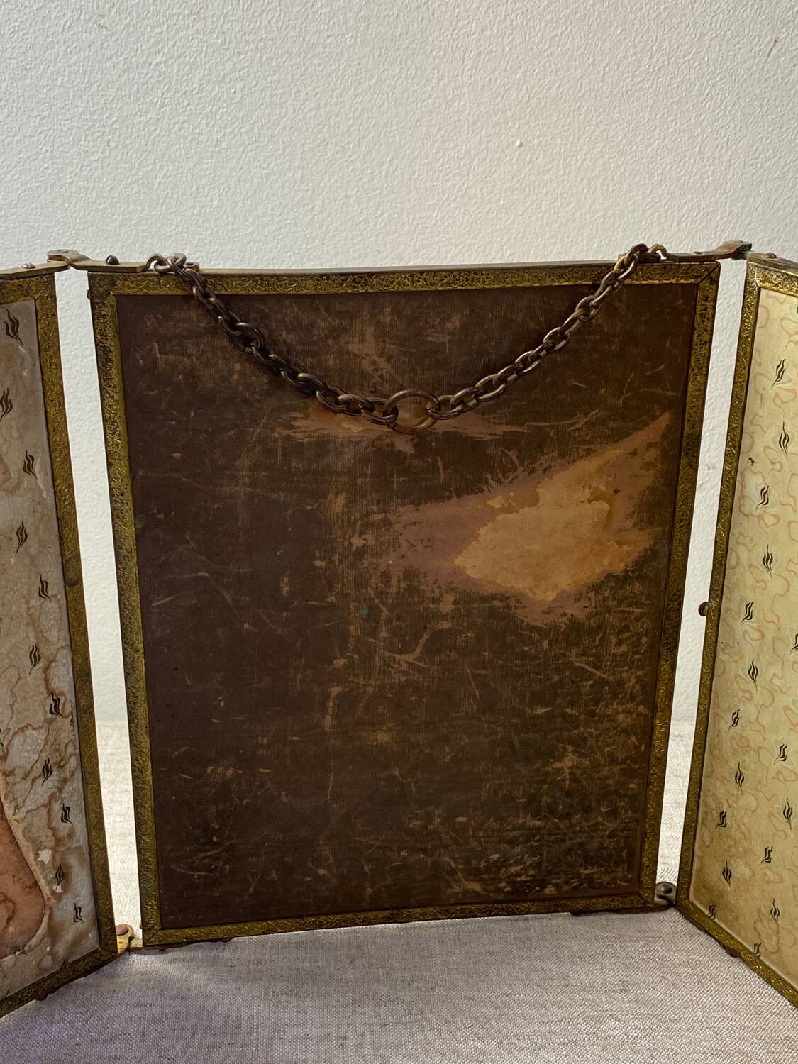 Vintage barber triptych mirror