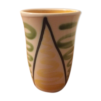 Praticality earthenware Pornic MBFA 1960 yellow and green Cup