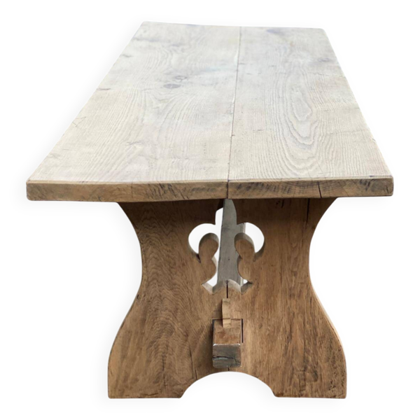 Table de ferme monastère rénovée en bois massif XVIII ème 200cm