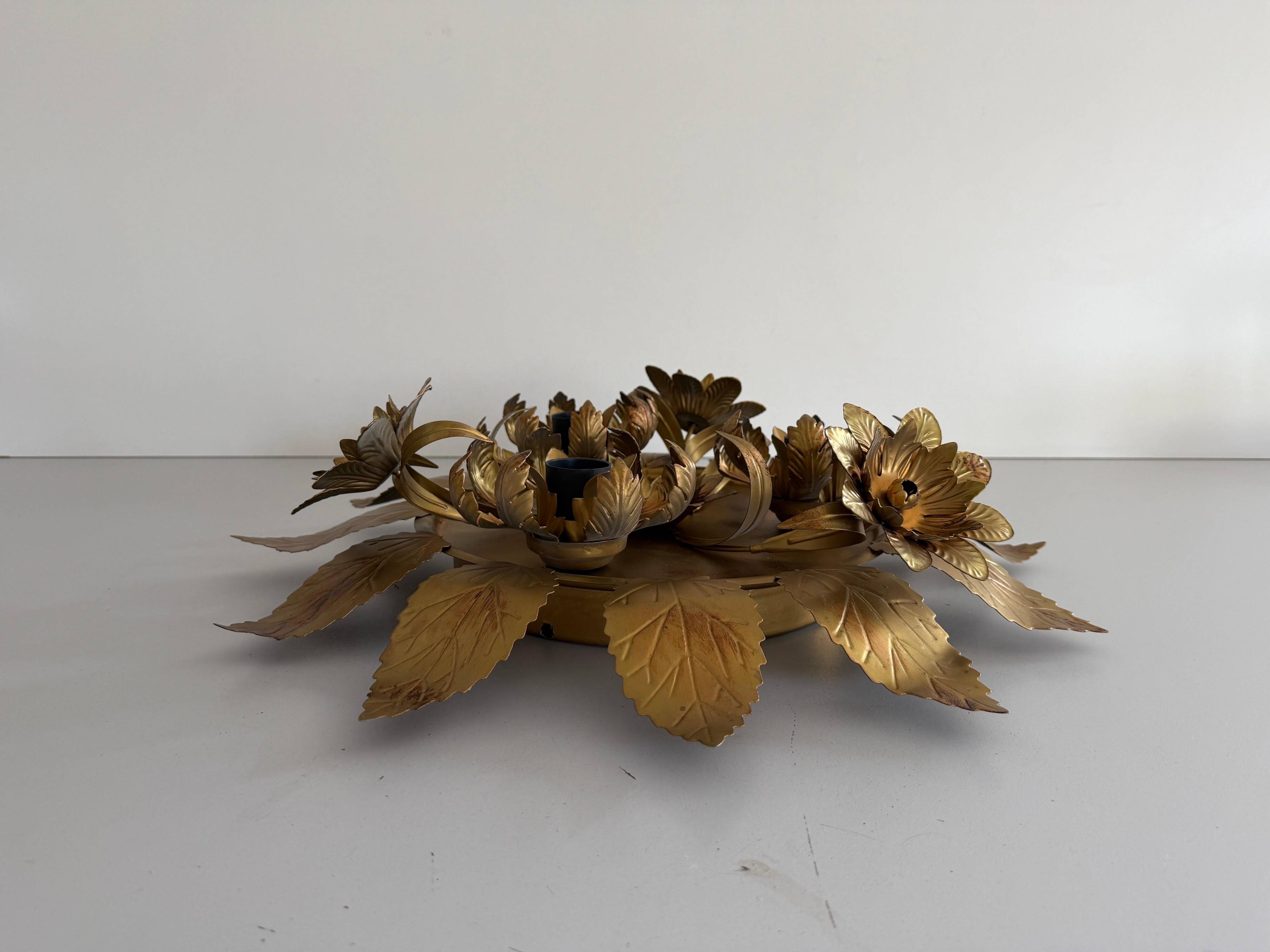 Three-arm flush lamp, brass, Design/One, 1960s, Germany