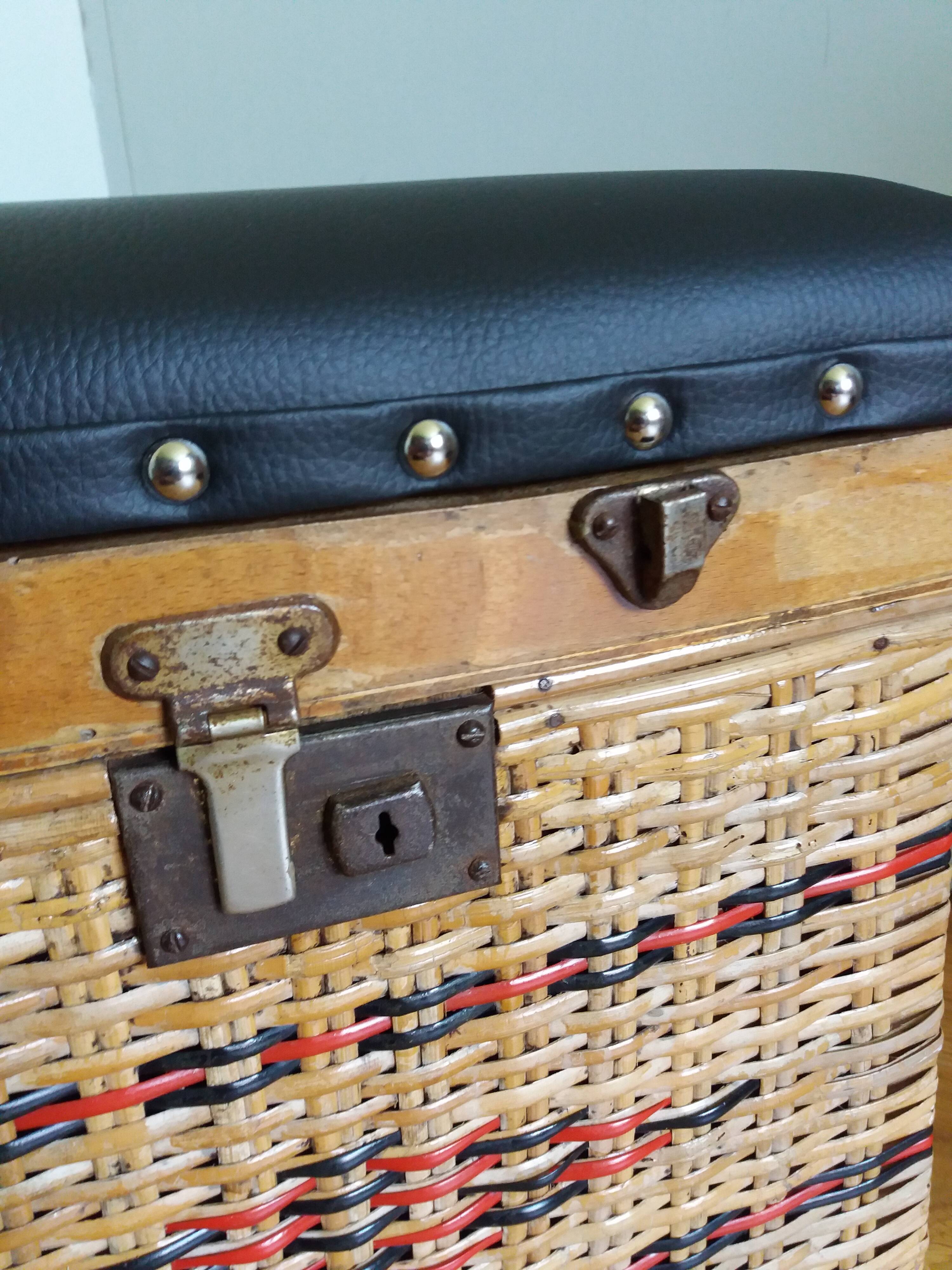 Fishing storage chest wicker fisherman's stool