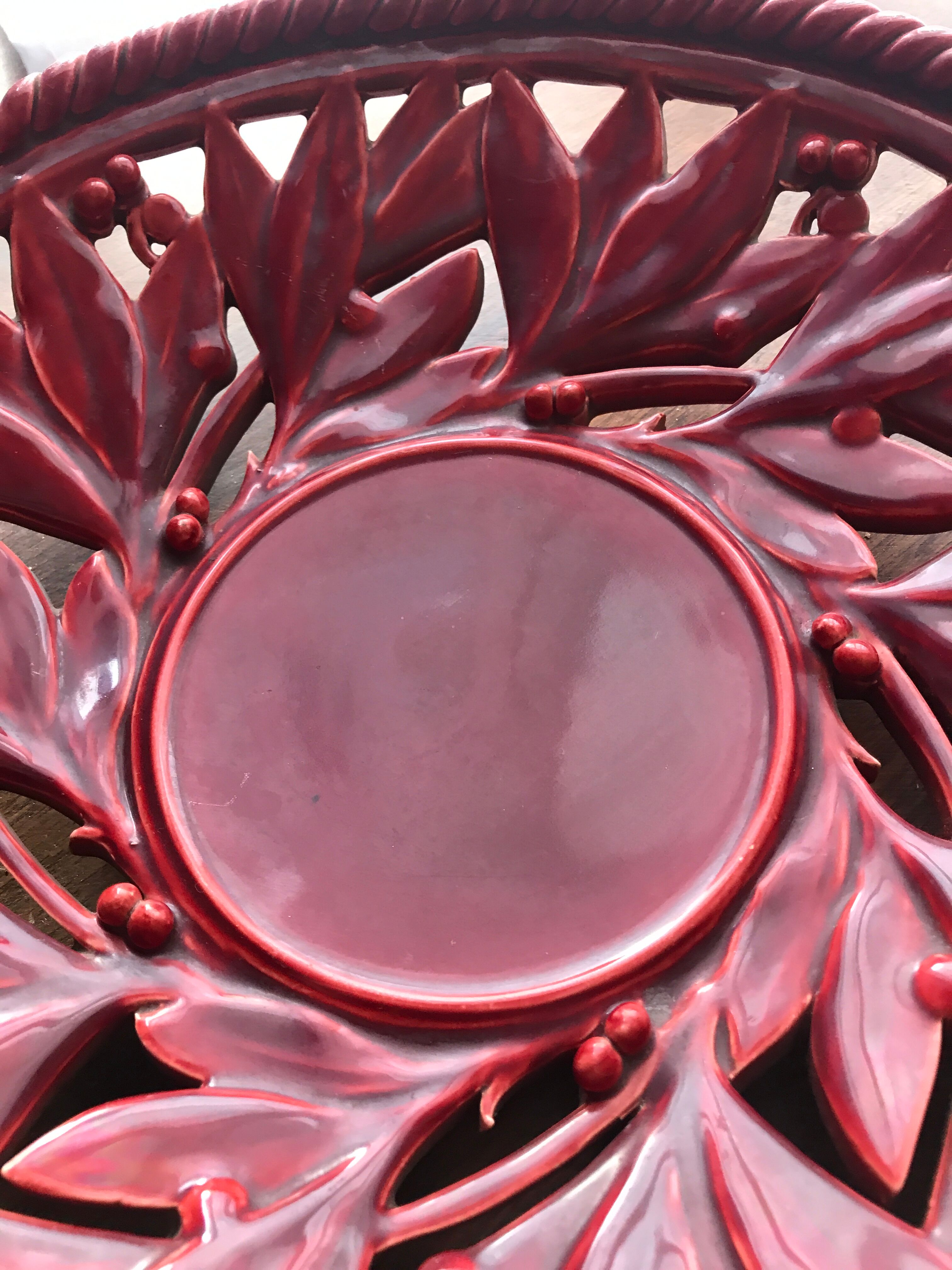 Large cup fruit basket in garnet earthenware