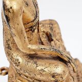 Thai Gilt Bronze Seated Earth Touching Buddha Figure, Late 19th Century
