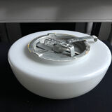 Round minimalist opaline ceiling light fixture