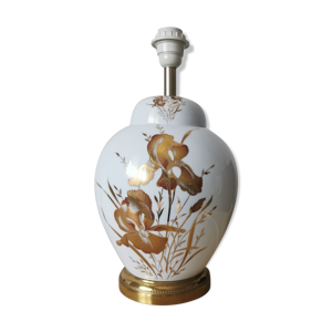 pied de lampe doré porcelaine