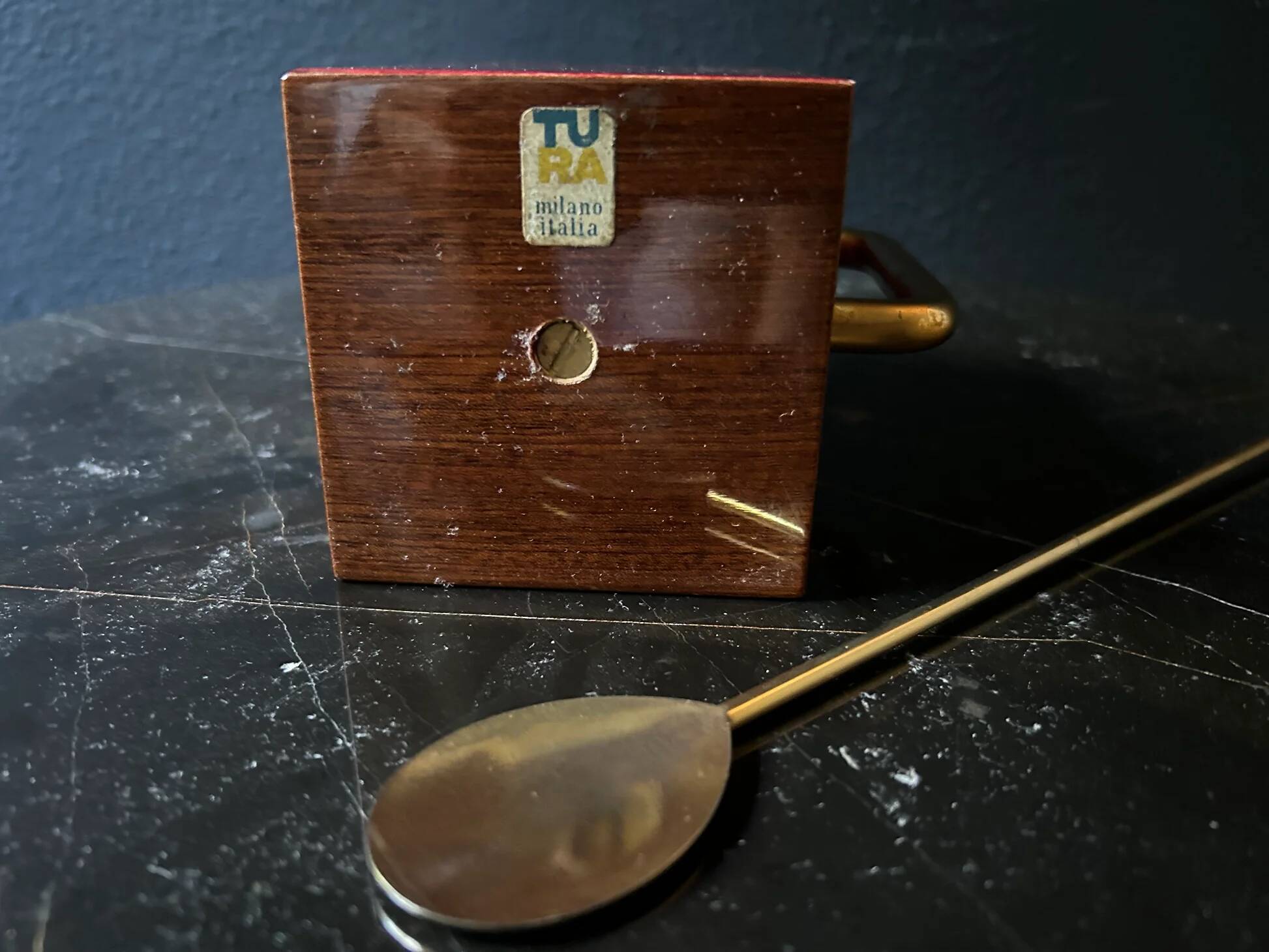 Aldo Tura red mixing pitcher with mixing spoon, Italy 1970s