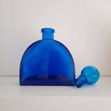 Blue pressed glass half circle carafe