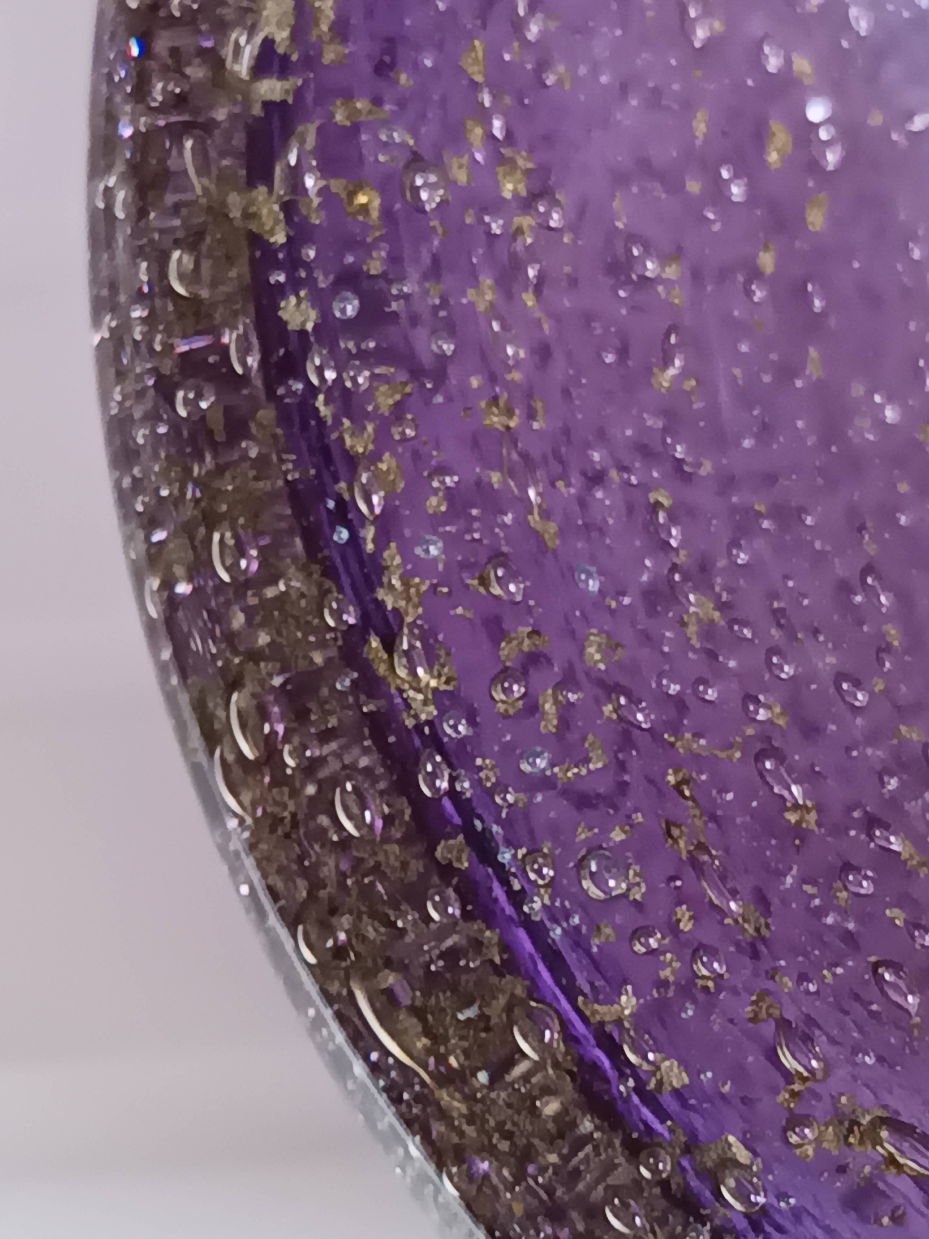 Purple Murano glass pocket bowl with aventurine – attributed to Seguso