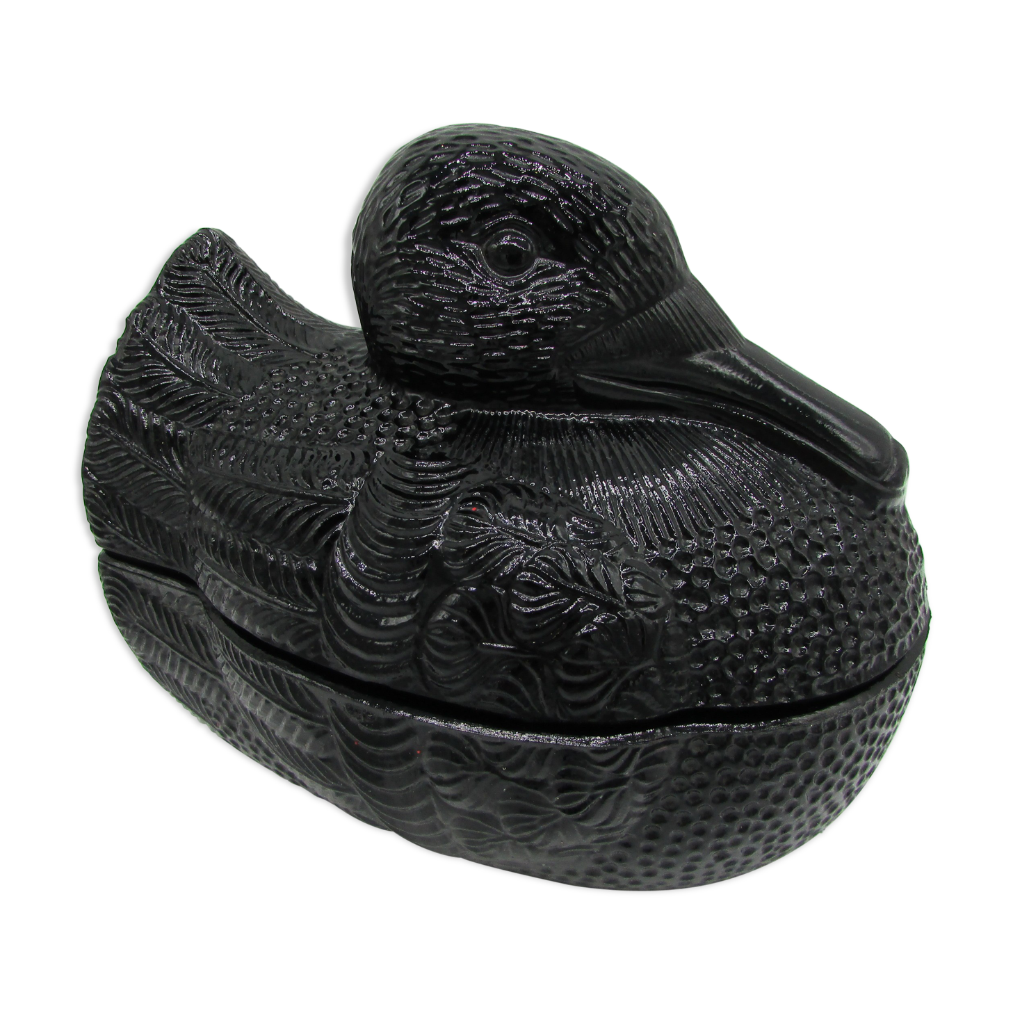 Duck candy box vintage molded glass