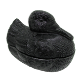 Canard bonbonnière vintage verre moulé noir