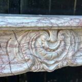 Louis XV Style Fireplace In Pink Marble, Circa 1980
