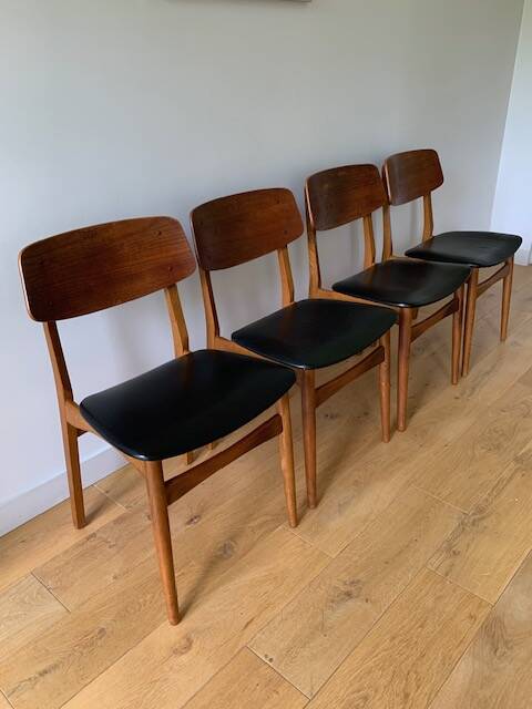 4 Danish chairs in oak and teak, 1960s