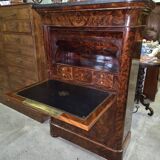 Flamed mahogany secretary from the Restoration period.