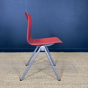 Set of 4 Galvanitas S30 raspberry red / gray steel chairs from the 70s