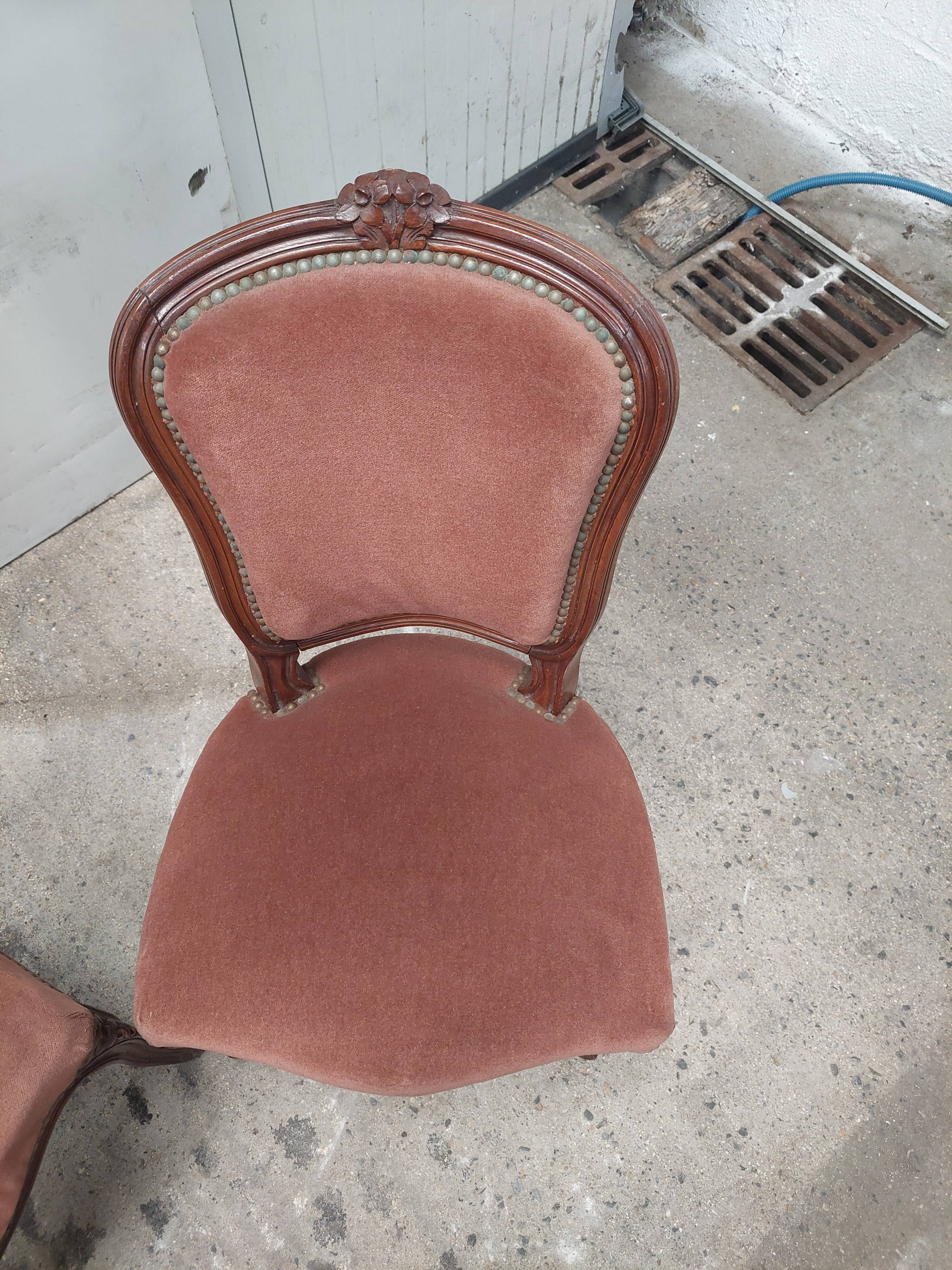 Set of 3 Louis Philippe style chair in walnut