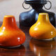 Salt and pepper in orange ceramic, 60s