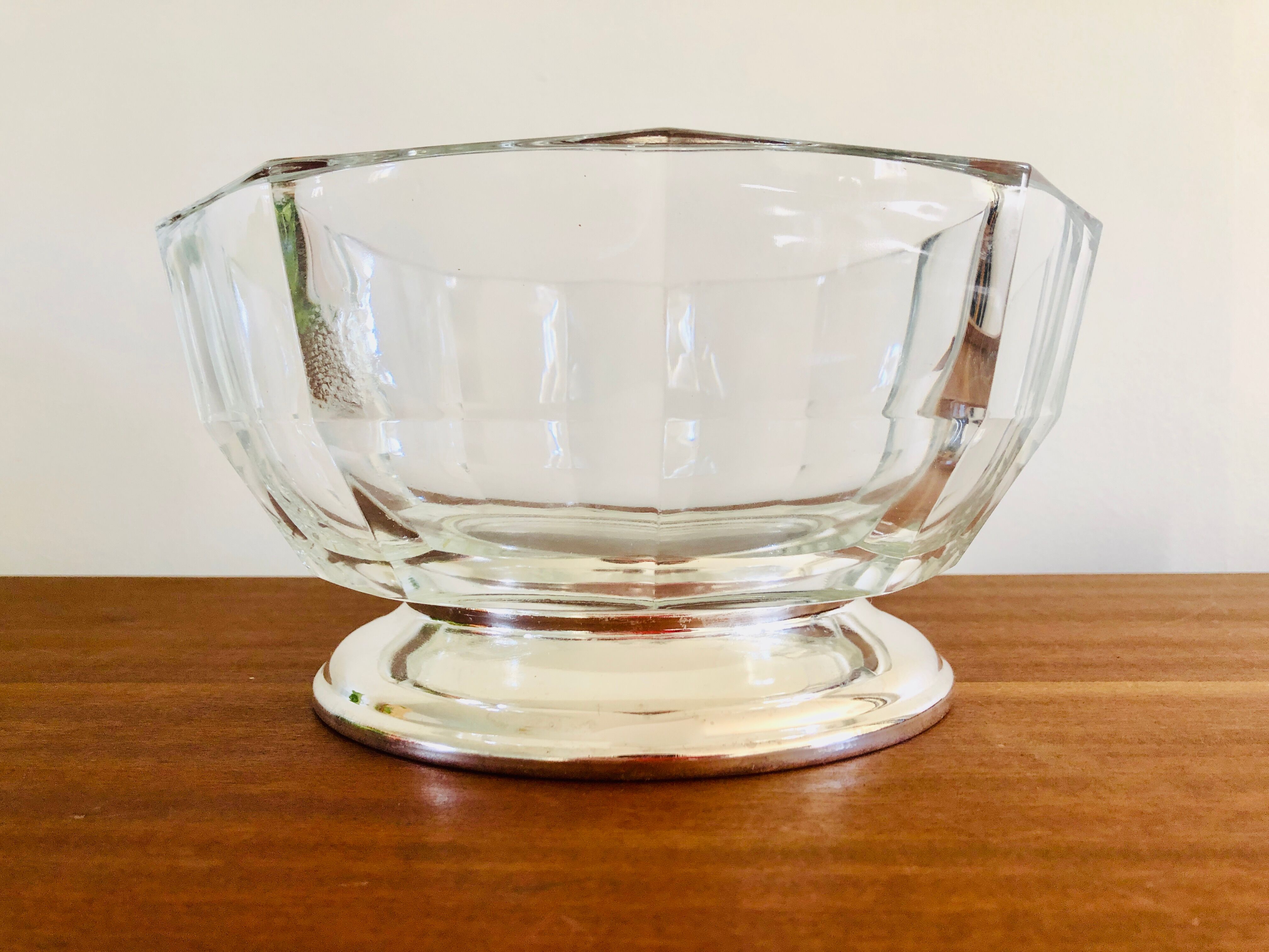 Italian salad bowl crystal silver 1970