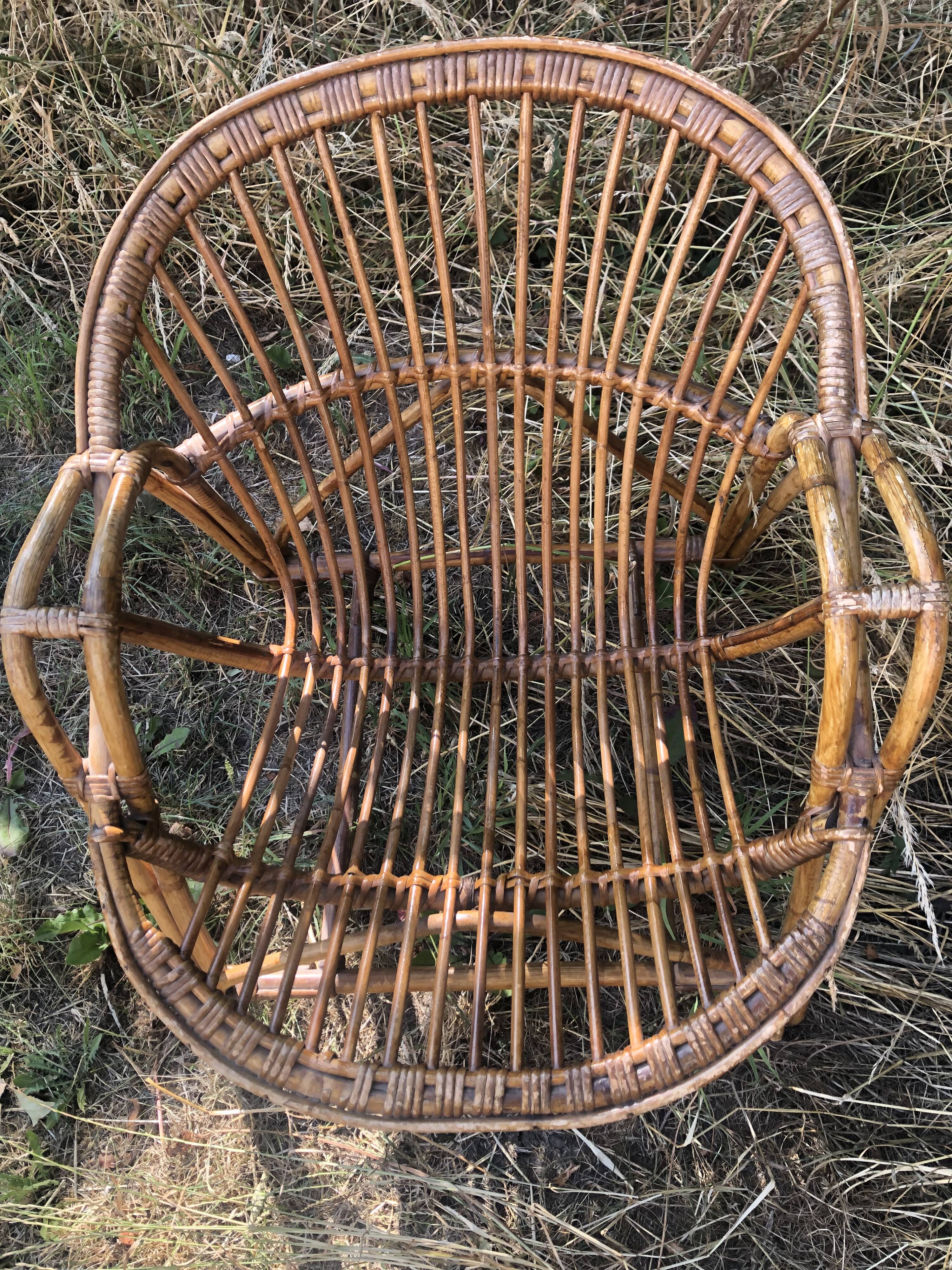 Fauteuils rotin bambou osier vintage années 60