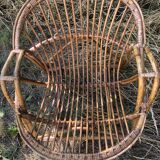 Rattan armchairs bamboo wicker vintage 60s