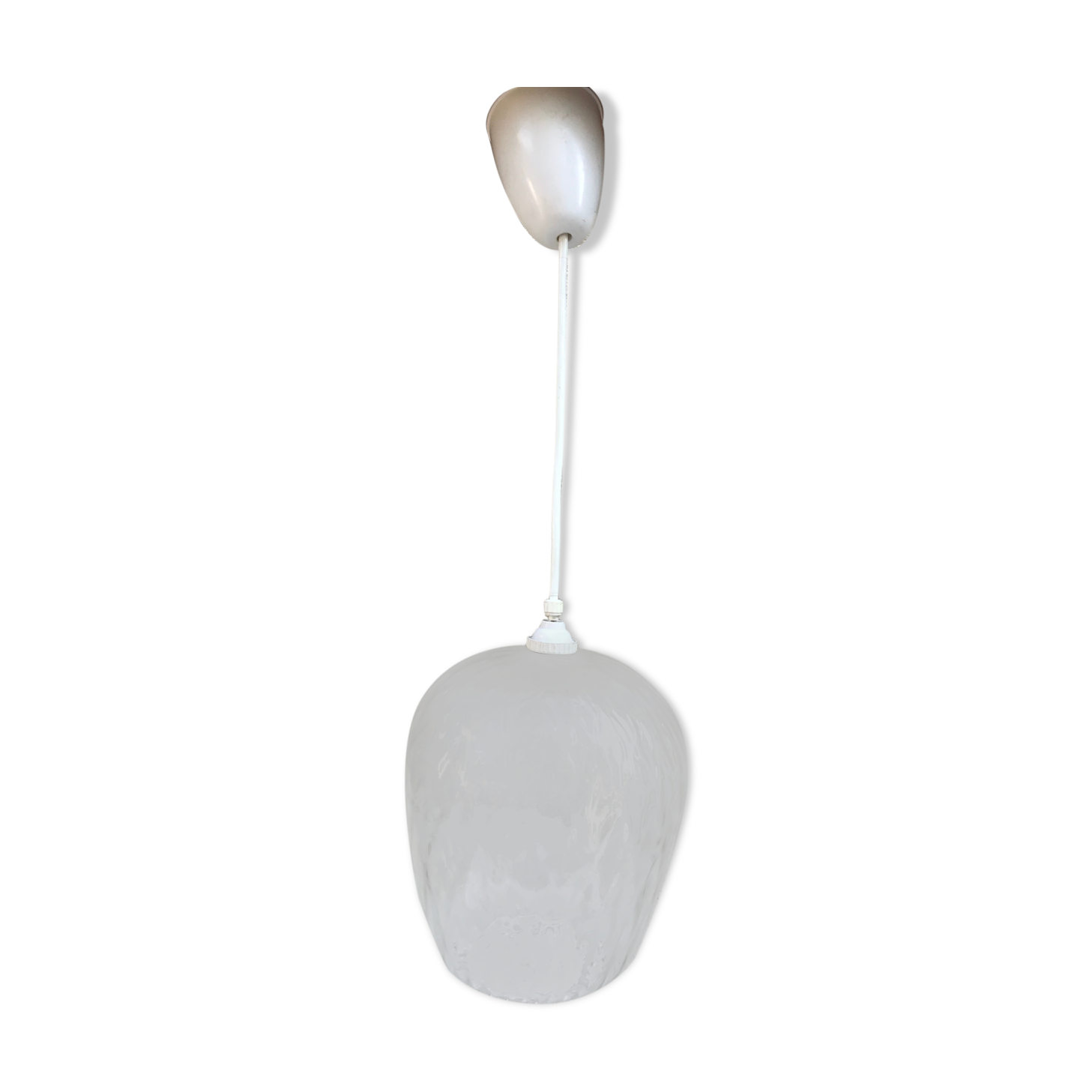 Old molded glass + support white 70s vintage suspension