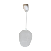 Suspension ancienne verre moulé + support blanc années 70 vintage
