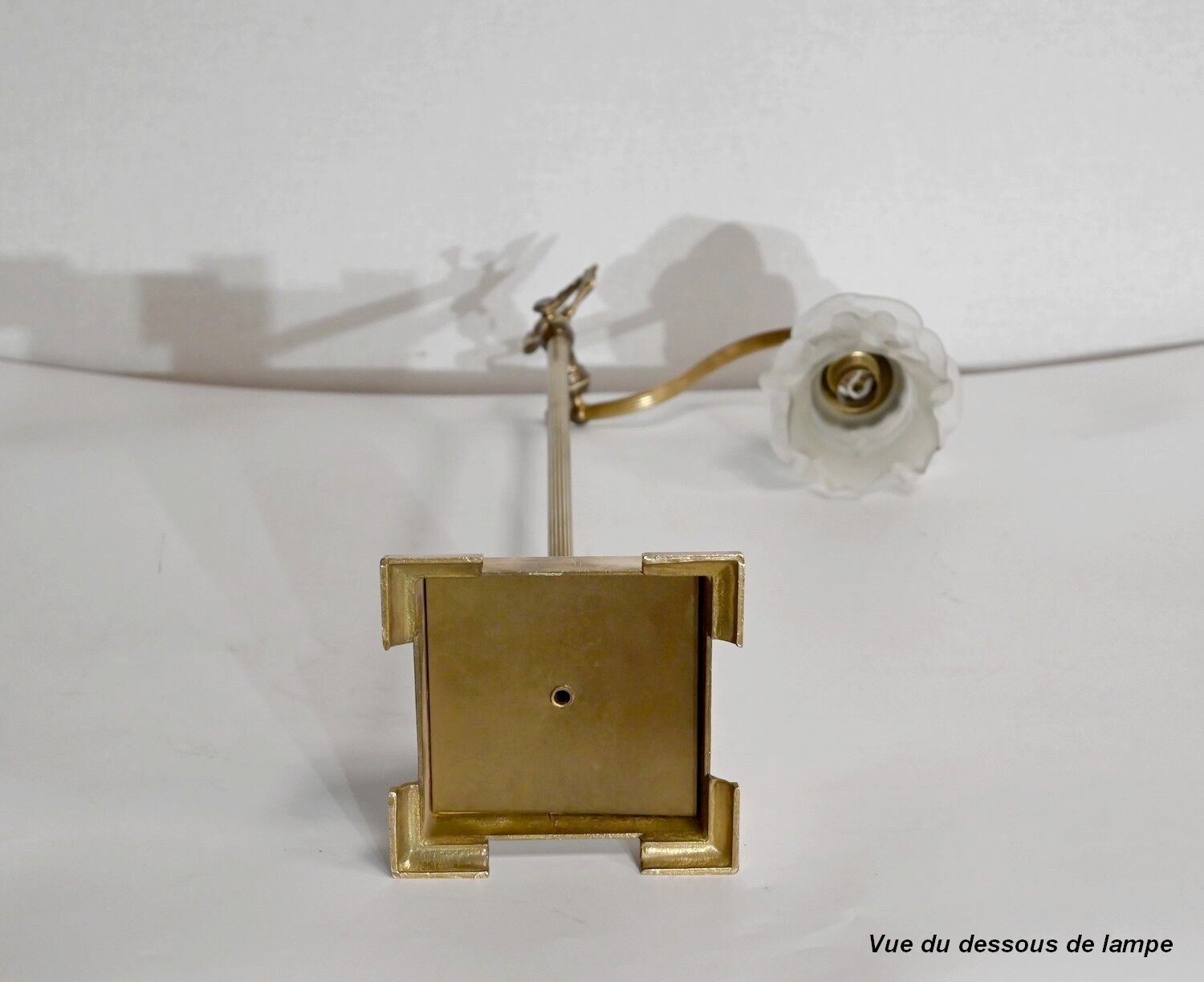 Tulip lamp in glass and bronze, adjustable, art deco 1920