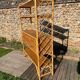 Vintage 1960s rattan and oak shelf by Louis Sognot