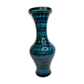 Moroccan turquoise and black ceramic vase, 40 cm
