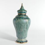 Art Deco Green Lustre Glaze Lidded Vase by Josef Ekberg Gustavsberg, 1920's
