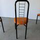 Set of 4 Italian design chairs in vintage black metal and chrome.