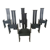 Post modern high back dining chairs, set of 6, 1970s