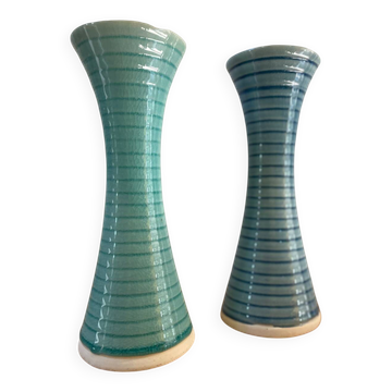 Lot de 2 bougeoirs grès émaillé