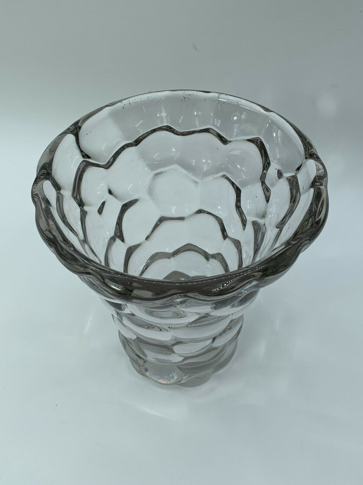Glass vase or transparent crystal honeycomb art deco