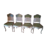 Suite de 4 chaises cannées Louis XV cuir vert