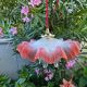 "Oriental Tulips" light suspension - blown glass in pink-orange